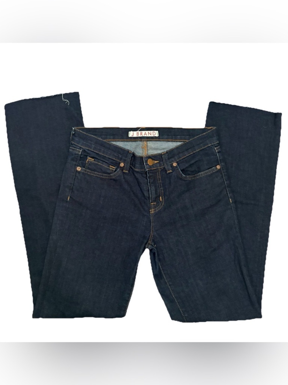 J Brand Straight Leg Blue Jeans Size 27 Distressed Hem